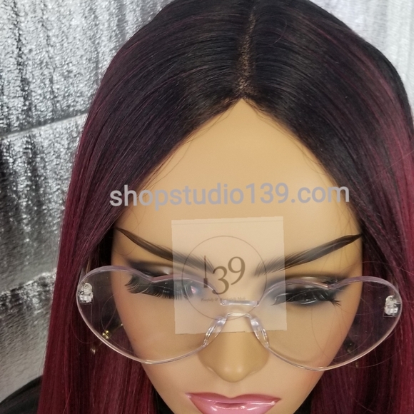 Sexy burgundy ombre extra long wig main image 4